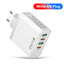 Four in one 2USB+2PD mobile phone charger, tablet plug, European, American and British standard super fast charging - Korvel