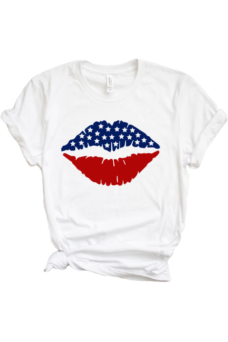 T-shirt Lèvres Drapeau Américain