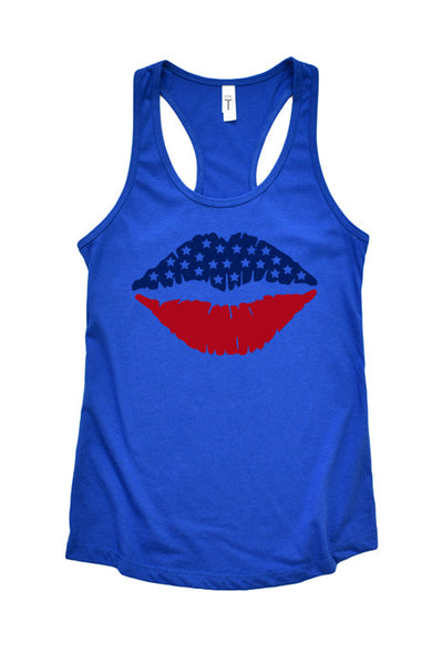 American Flag Lips Racerback Tank Top