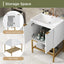 24" Bathroom Vanity with Sink, Bathroom Vanity Cabinet with Two Doors and Gold Metal Frame, Open Storage Shelf, White - Korvel