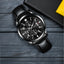 New Men's Watch Student Men's Night Light Waterproof Sports Leather Strap Black Quartz Watch - Korvel
