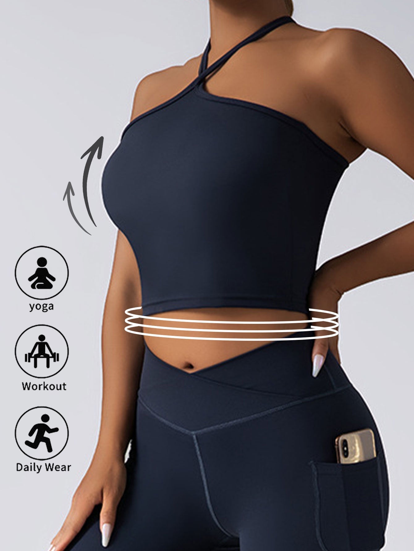 Premium Crop Top Sports Bra with Built-In Pads for Women