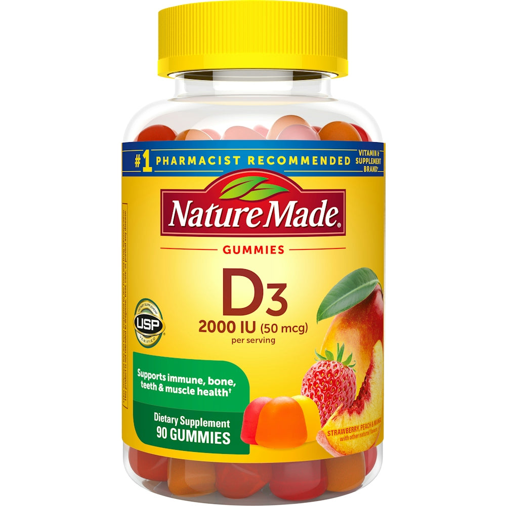 Nature Made Vitamine D3 1000 UI Gummies pour Adultes, 90 Comptes