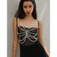 Cadena Corset Mariposa Minimalista con Perlas Imitación