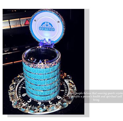 Portable Car ashtray with Light Hello Kitty KT Accessories for Girls Led Car Ash Tray Ashtray Storage Cup Holder Crystal Diamond - Korvel