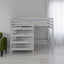 Full Size Loft Bed with Built-in Storage Staircase and Hanger for Clothes, Gray - Korvel