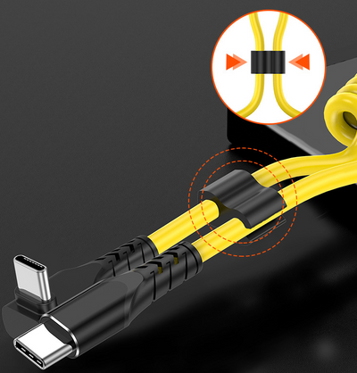 60W 2-in-1 Elbow Telescopic Fast Charging USB Cable