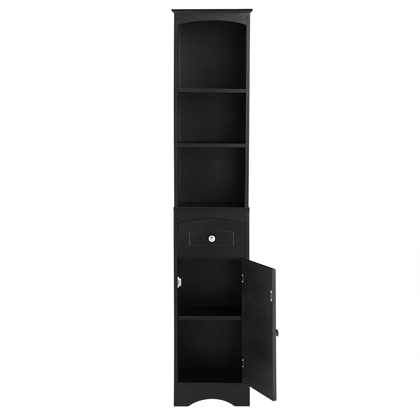 Armoire de Salle de Bain Élégante et Haute avec Étagère Réglable - Noir