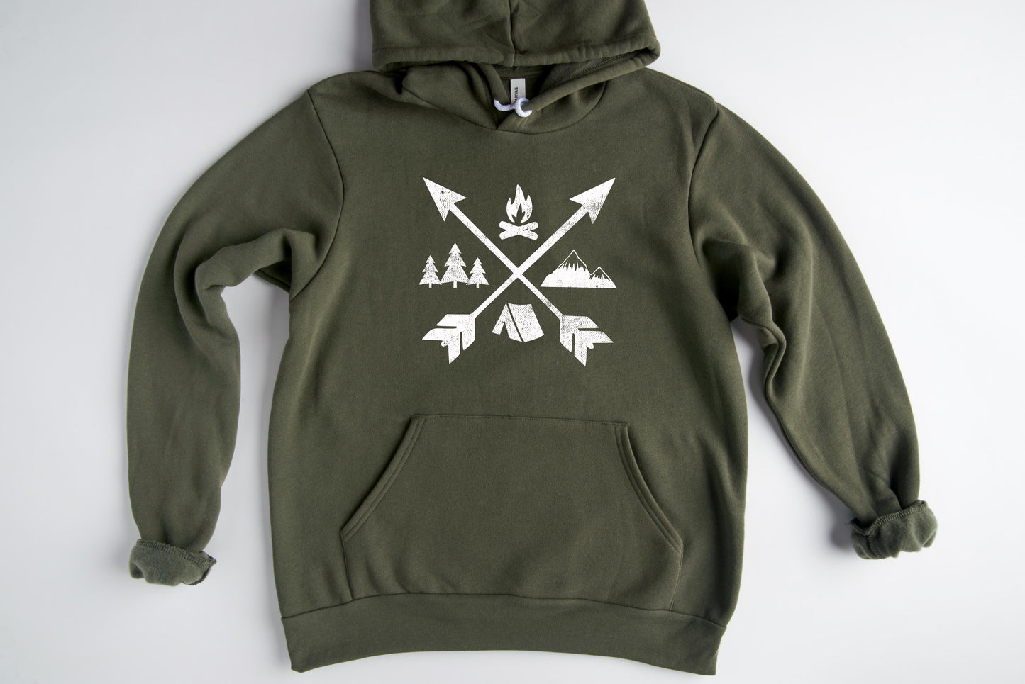 Adventure-Ready Unisex Hoodie - Camping Arrows 1891 - Korvel