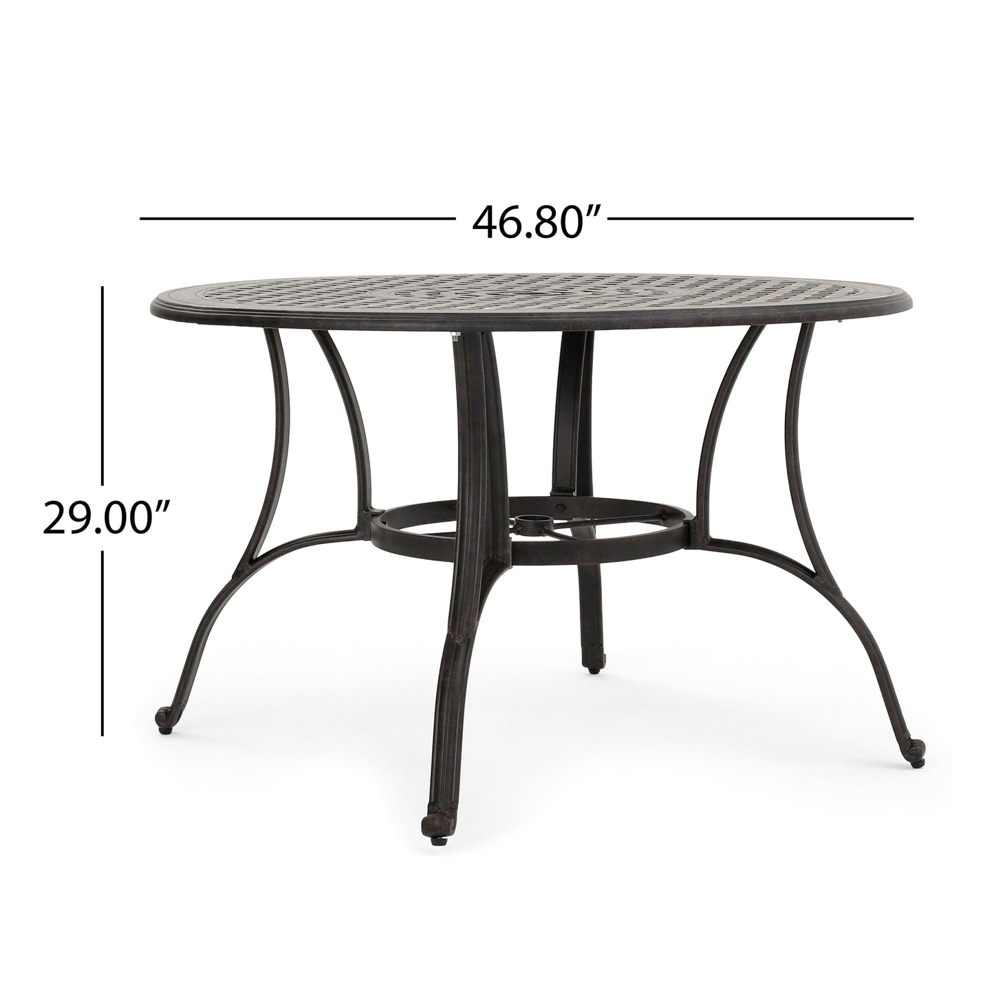 Outdoor Cast Aluminum Circular Dining Table in Bronze
