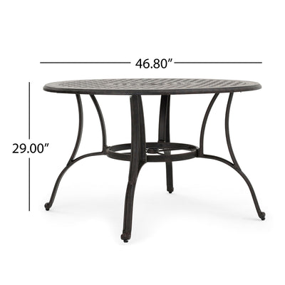 Outdoor Cast Aluminum Circular Dining Table in Bronze