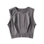 Short crop top with exposed navel and sleeveless loose fitting vest women's high waisted sports fitness yoga base shirt - Korvel