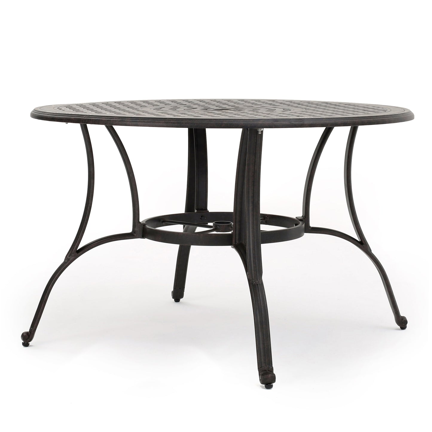 Outdoor Cast Aluminum Circular Dining Table in Bronze