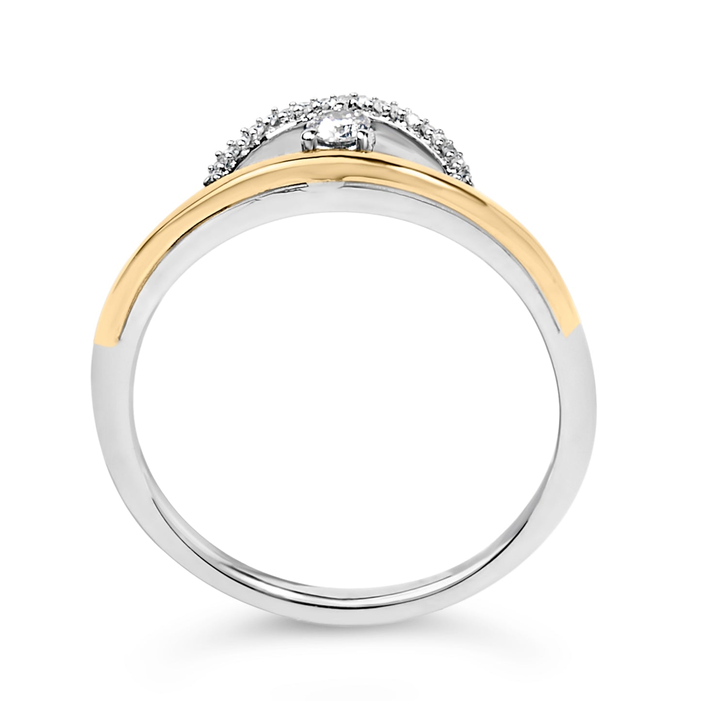 14K Yellow Gold Plated Sterling Silver Diamond Arc Ring