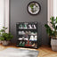 4 Layers Black Shoe Cabinet with Glass Door and Glass Layer Shoes Display Cabinet with LED light Bluetooth Control - Korvel