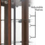 6 shelves corner Curio display cabinet with light mirror and adjustable shelves, walnut wood (excluding E26 light bulbs) - Korvel