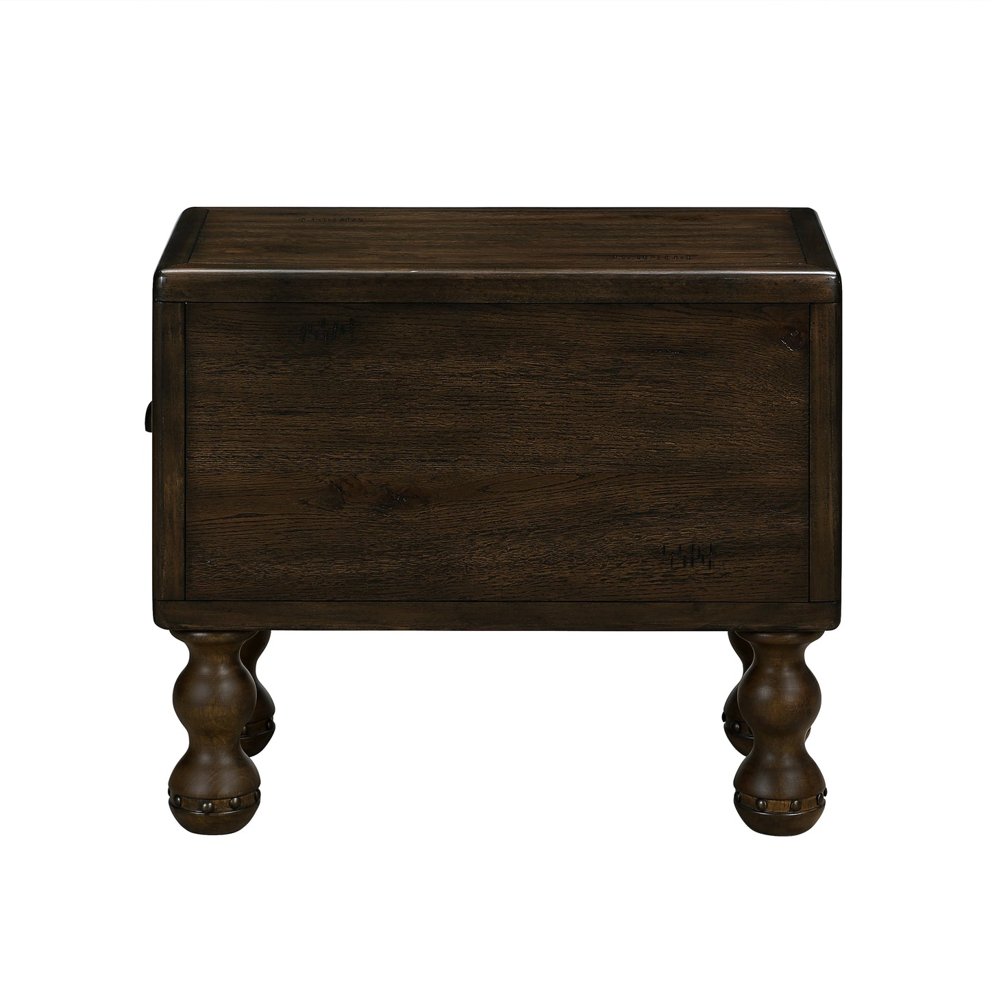 Solid wood end table, rectangular 23.6 inch narrow edge table with drawers, vintage bedside table, Espresso - Korvel