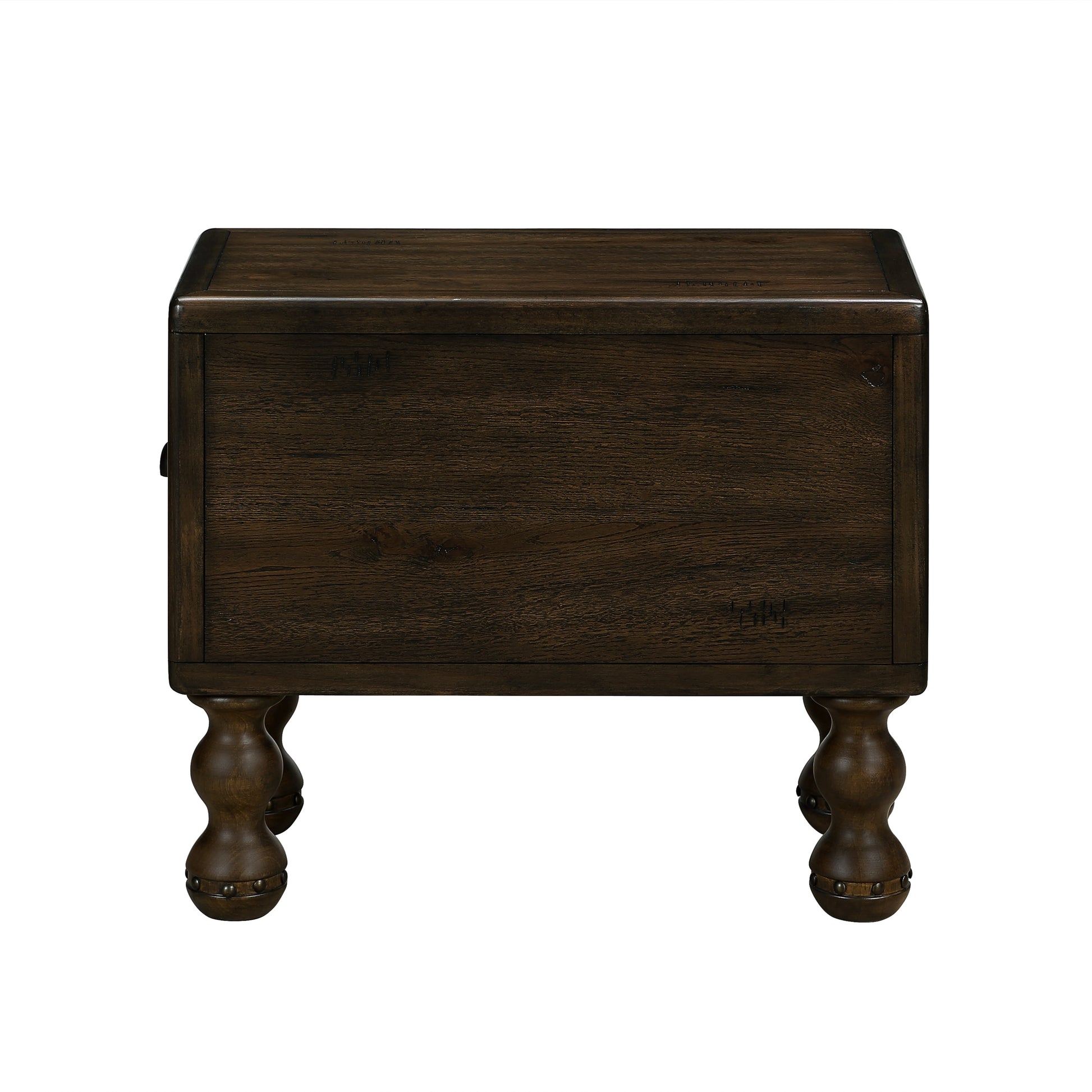 Solid wood end table, rectangular 23.6 inch narrow edge table with drawers, vintage bedside table, Espresso - Korvel