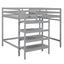 Full Size Loft Bed with Built-in Storage Staircase and Hanger for Clothes, Gray - Korvel