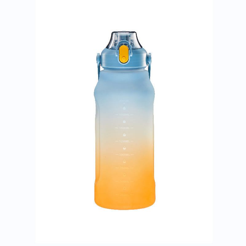 New Frosted Gradient Color Water Bottle Large Capacity Straw Travel Pot Color Sports Water Bottle Outdoor Fitness Cup - Korvel