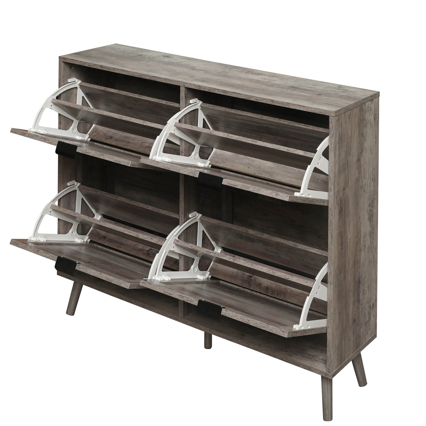4 Door Shoe Rack, Freestanding Modern Shoe Storage Cabinet, for Entryway - Korvel