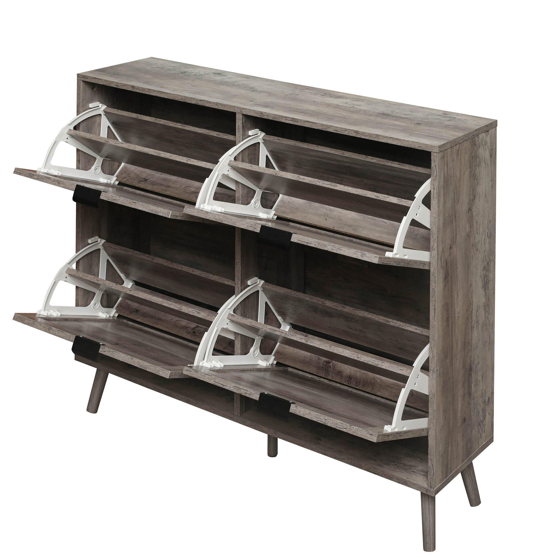 4 Door Shoe Rack, Freestanding Modern Shoe Storage Cabinet, for Entryway - Korvel