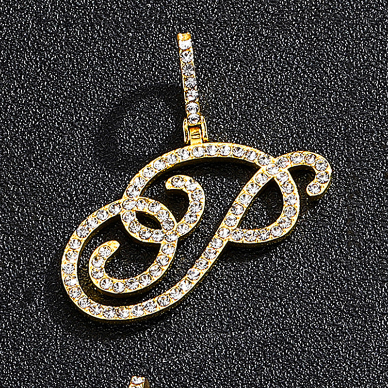 Hip Hop Grass Letter Pendant with Cuban Chain