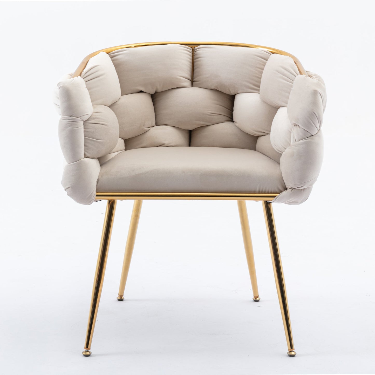 Luxury modern simple leisure velvet single sofa chair bedroom manicure table back chair beige - Korvel