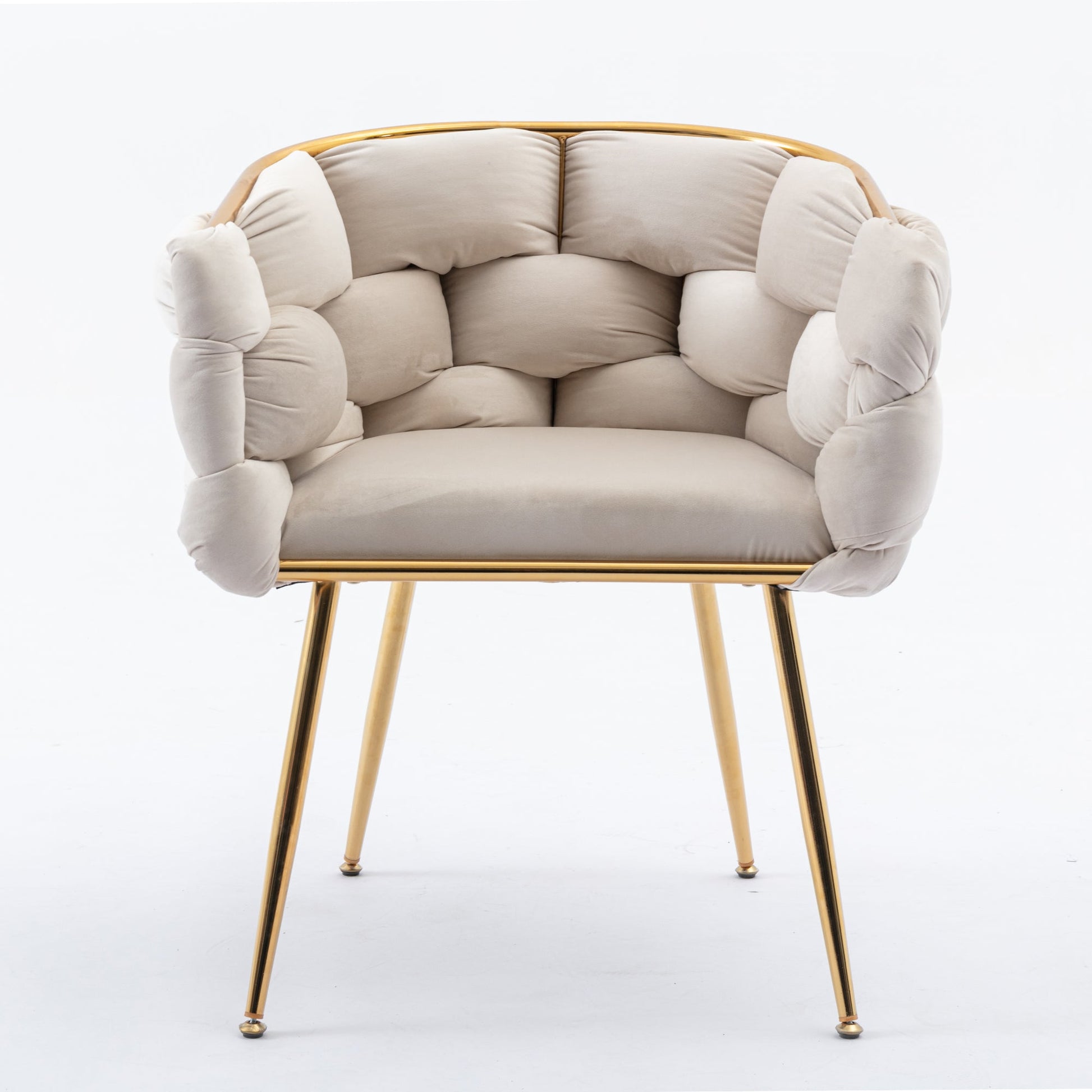Luxury modern simple leisure velvet single sofa chair bedroom manicure table back chair beige - Korvel