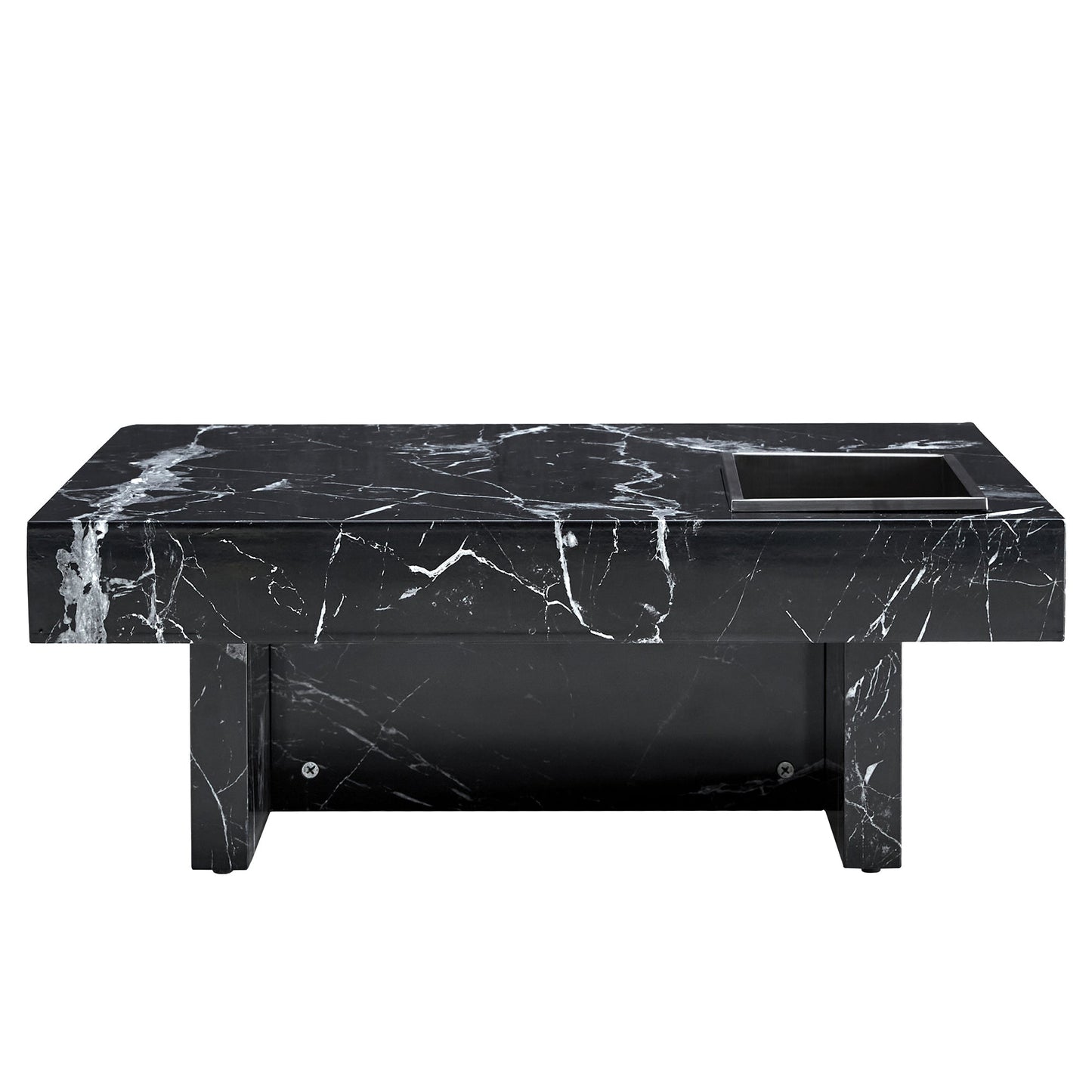A modern and practical coffee table made of MDF material with black patterns - Korvel