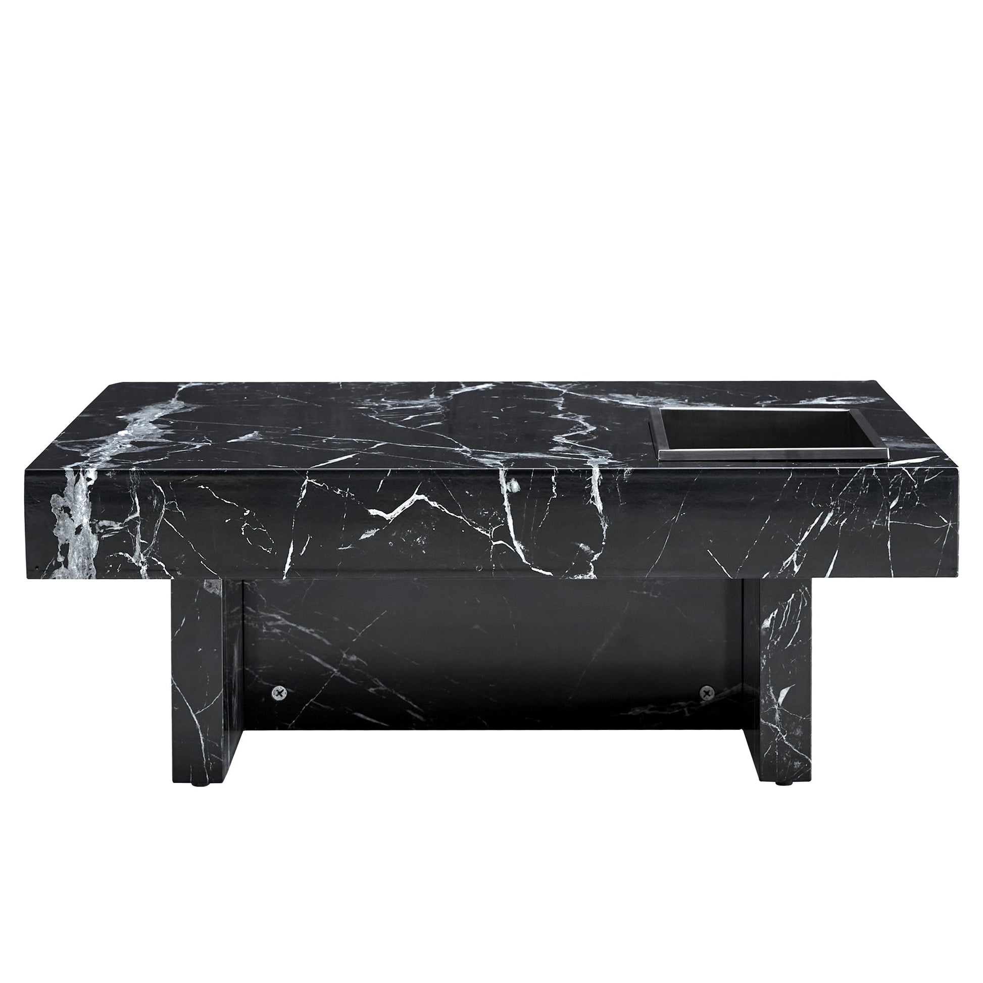 A modern and practical coffee table made of MDF material with black patterns - Korvel