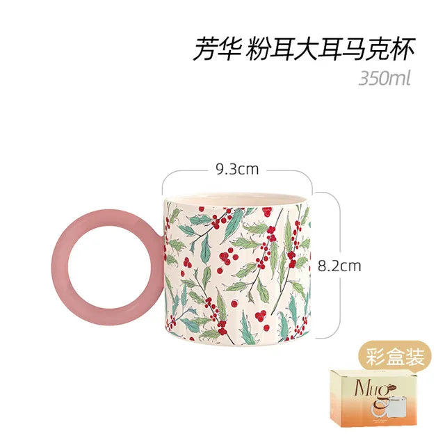 British Style Ceramic Mug Cute Coffee Cups Personality Gift Household Color Painting  Kawaii Girls Breakfast Oat Milk Mugs - Korvel