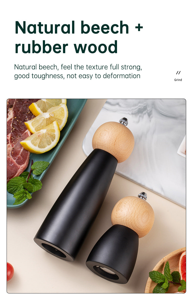 Kitchen Adjustable Coarseness Wood Pepper Grinder Mill Wooden Manual Sea Ceramic Grinding Mechanism Salt Mill - Korvel