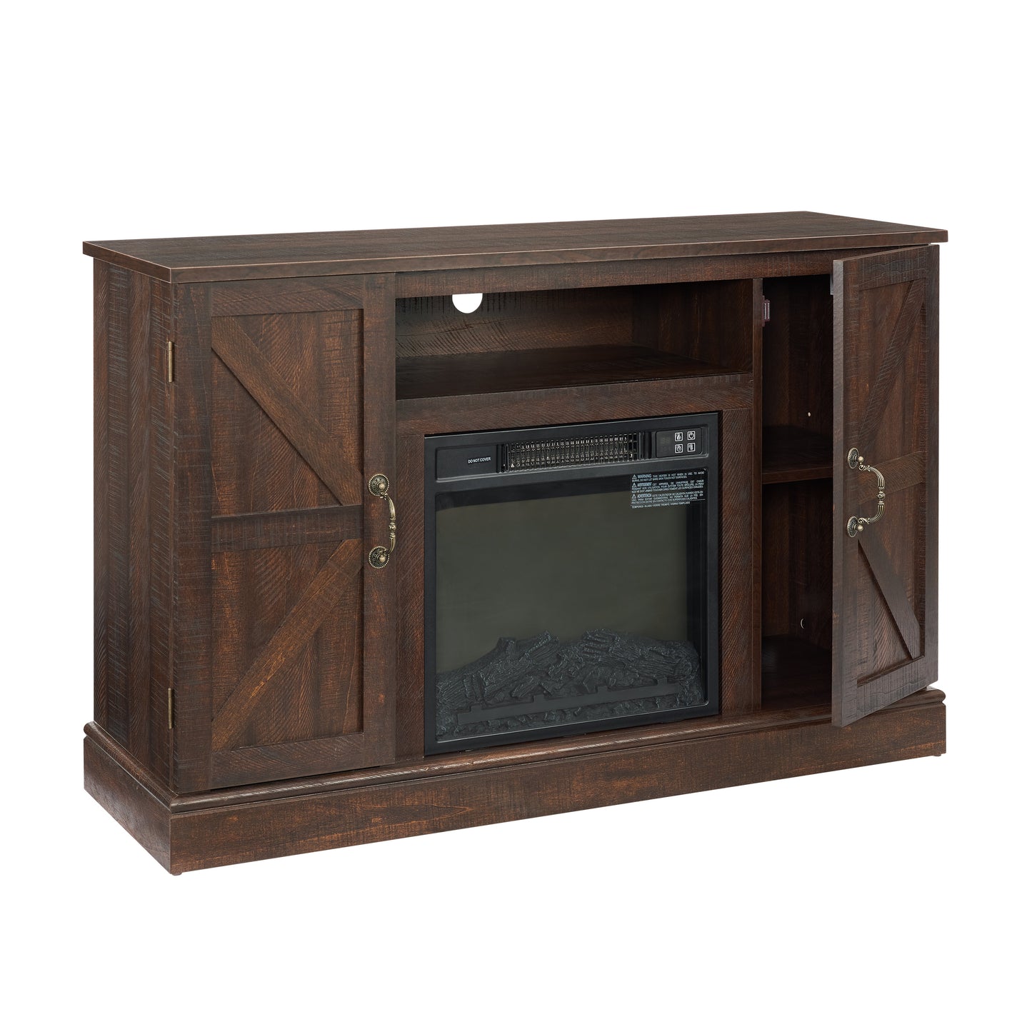 Farmhouse Classic Media TV Stand with Electric Fireplace