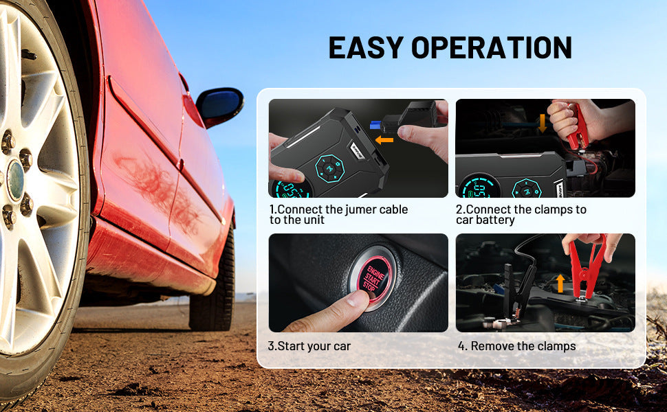 Car mounted tire inflator emergency start power supply Jump Starter - Korvel
