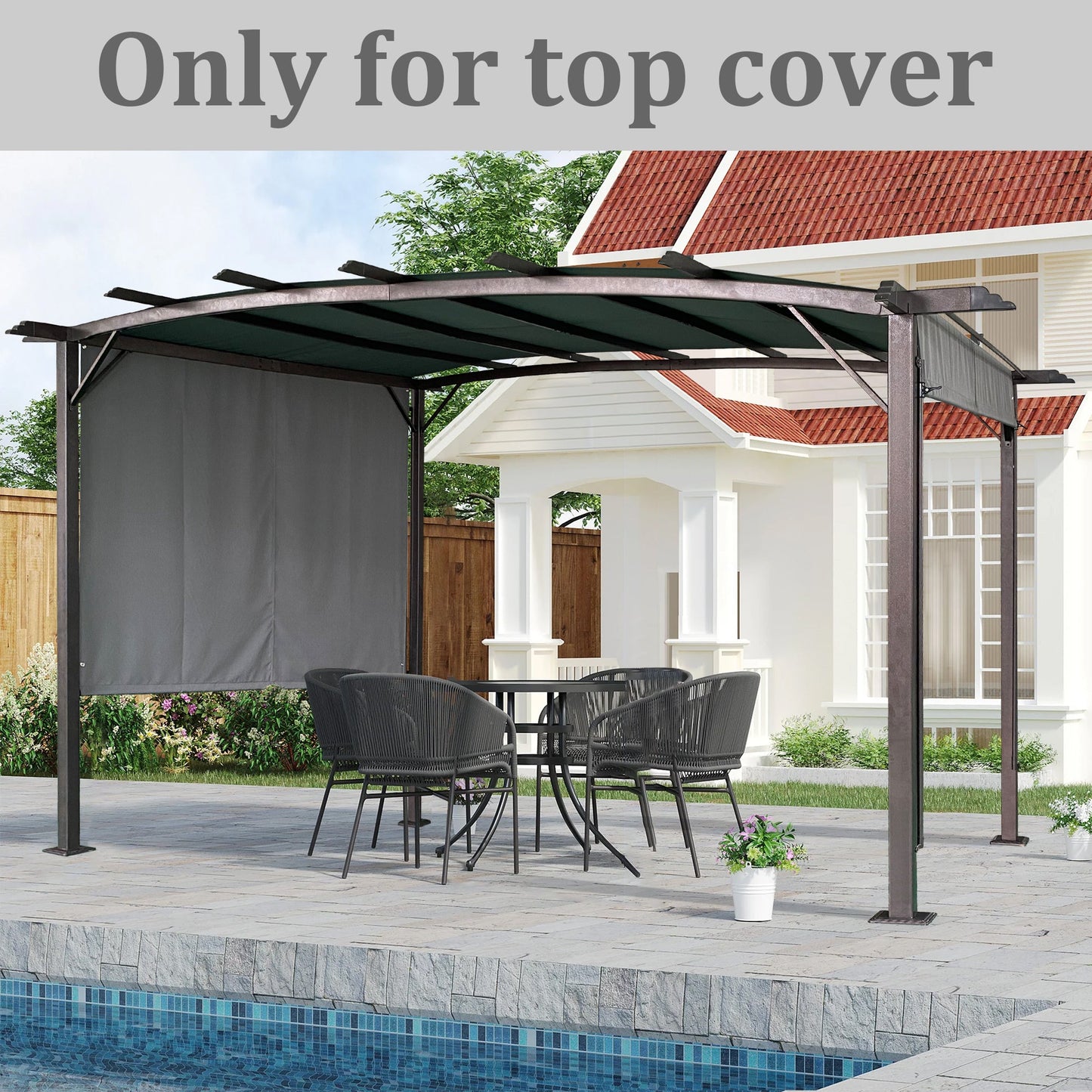Universal Canopy Cover Replacement for 12x9 Ft Curved Pergola - Grey