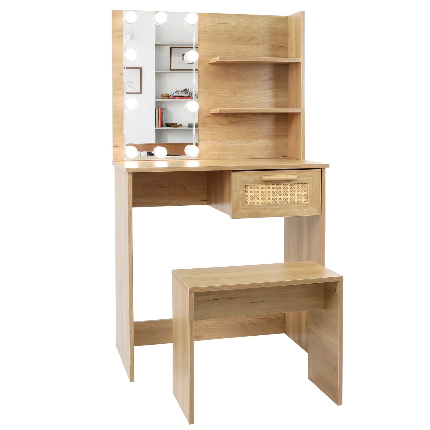 Elegant Bedroom Vanity Set with LED Mirror and Storage