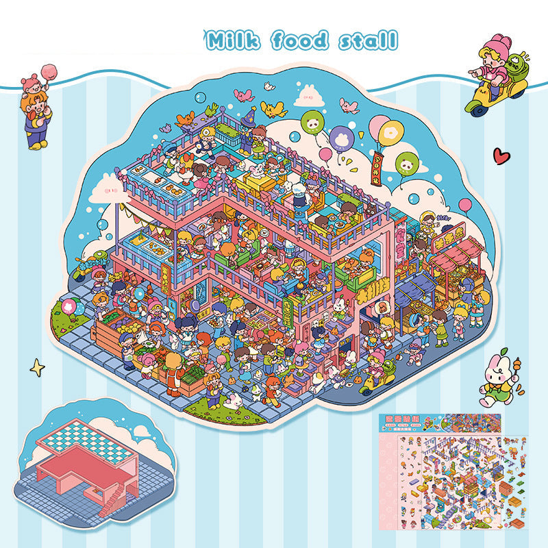 Landscape stickers large 3D stereoscopic scene collage miniature scene ledger stickers DIY stickers - Korvel