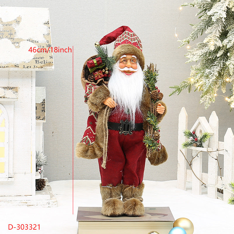 Christmas crafts 18 inch, wearing snow boots, backpack, standing, Santa Claus, dwarf - Korvel