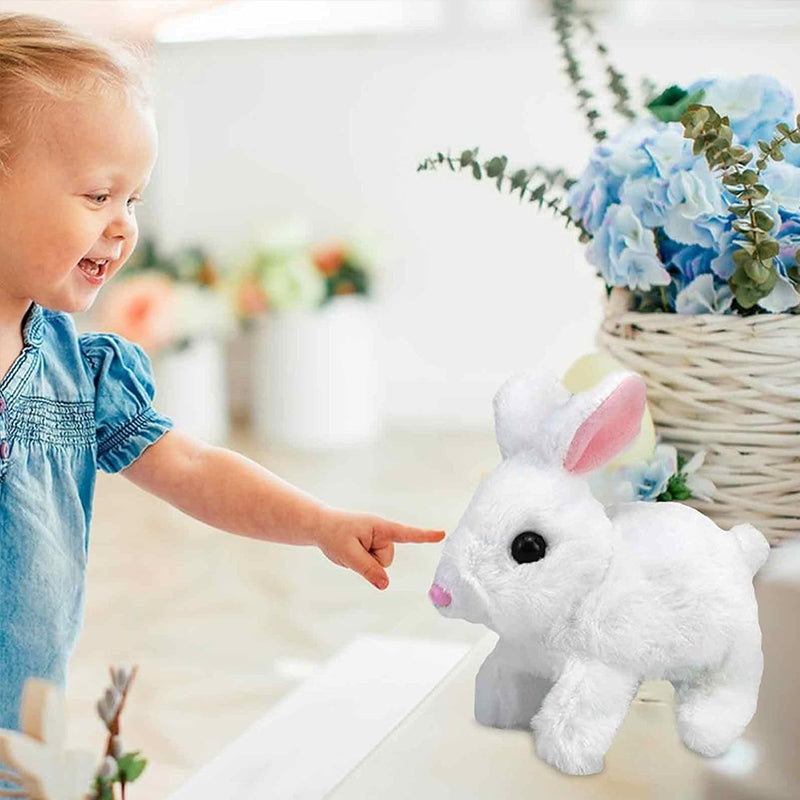 2025 Upgraded Interactive Bunny Toy. Hops, walks, talks, shakes ears. Plush Gift for Kids (Grey). - Korvel