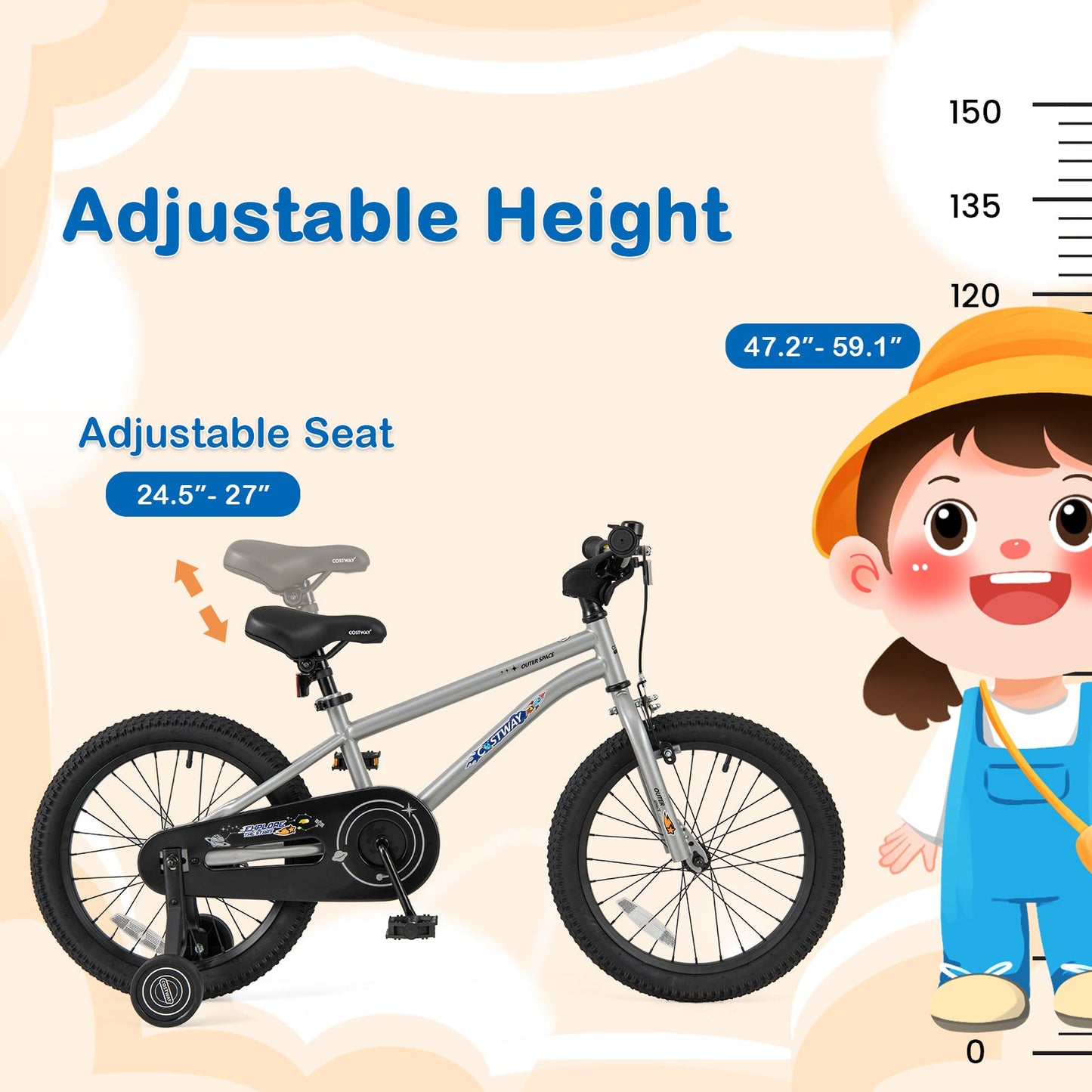 Vélo pour enfants de 18 pouces pour garçons et filles de 4 à 8 ans