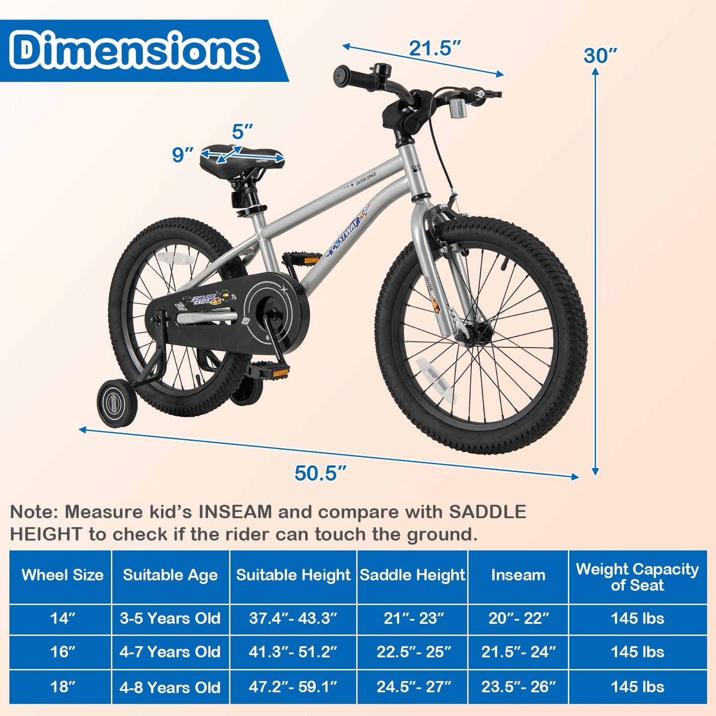 Vélo pour enfants de 18 pouces pour garçons et filles de 4 à 8 ans
