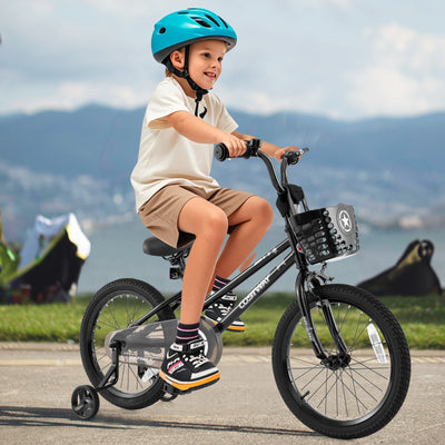 18 Inch Kids Bike with Basket and Training Wheels