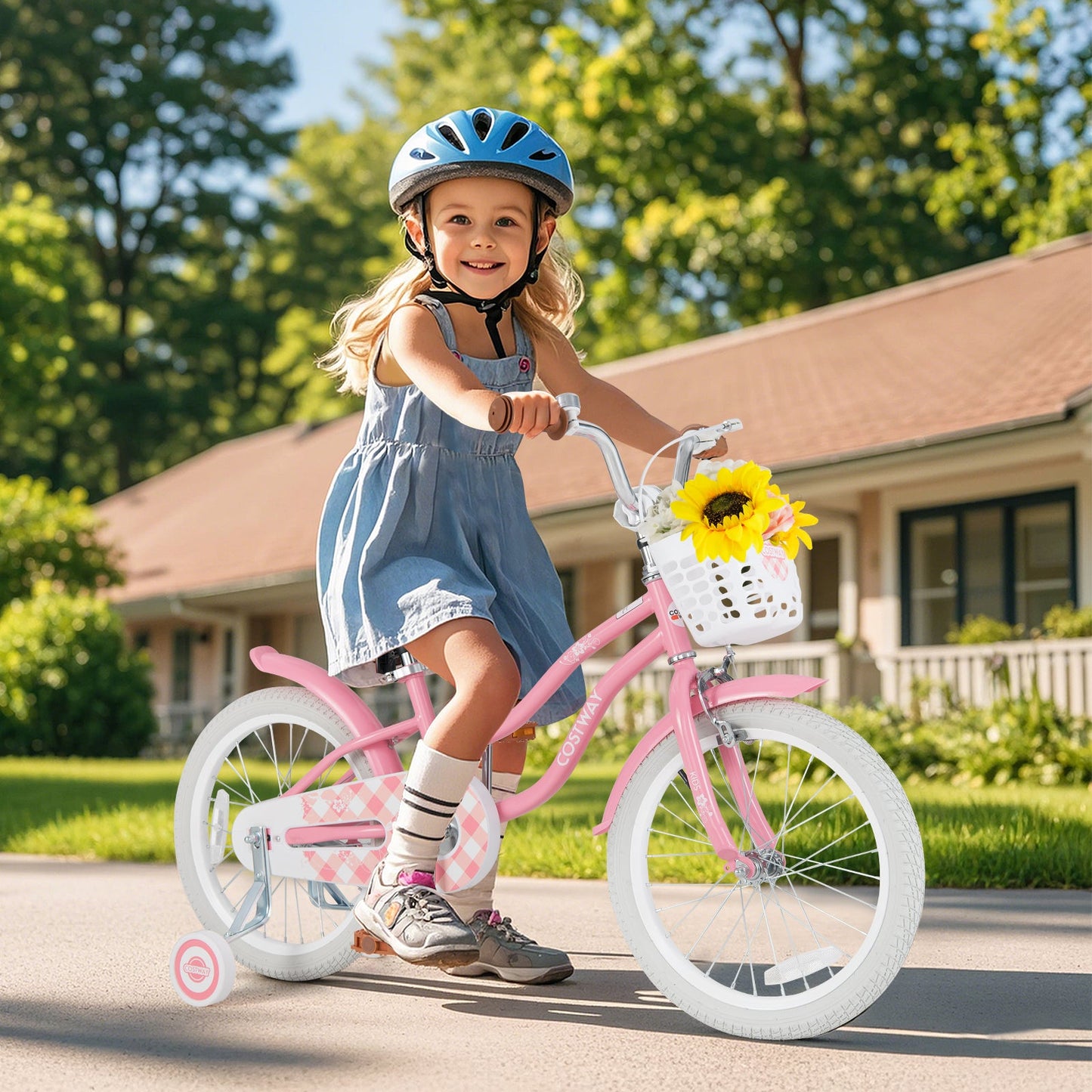 Bicicleta para Niños Gbruno de 18 Pulgadas con Ruedas de Entrenamiento y Canasta