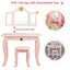 Kids Makeup Dressing Table with Tri-Folding Mirror - Pink