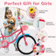 Vélo pour filles de 18 pouces avec siège pour poupée et roues d'entraînement
