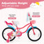 Vélo pour filles de 18 pouces avec siège pour poupée et roues d'entraînement