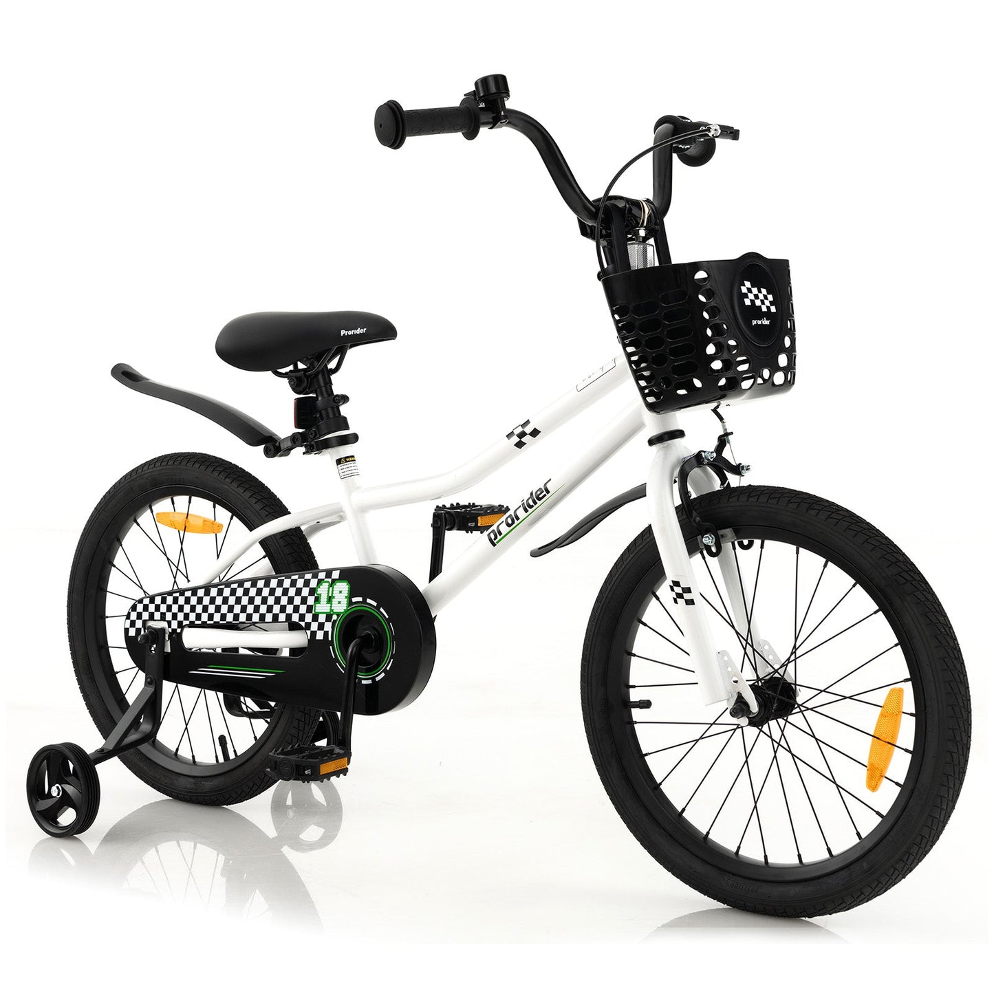 18 Feet Kids Bike with Removable Training Wheels - Black & White