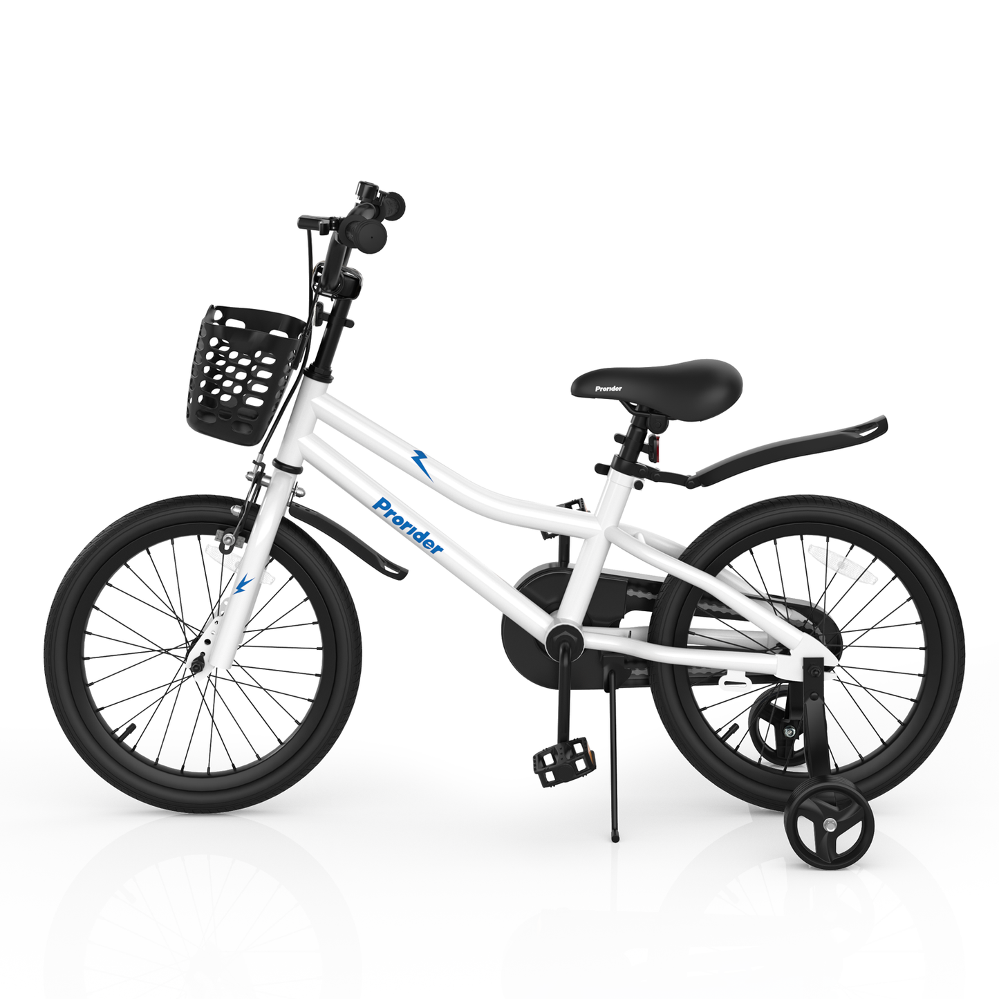 Bicicleta para Niños de 18 Pies con Ruedas de Entrenamiento Removibles - Blanca
