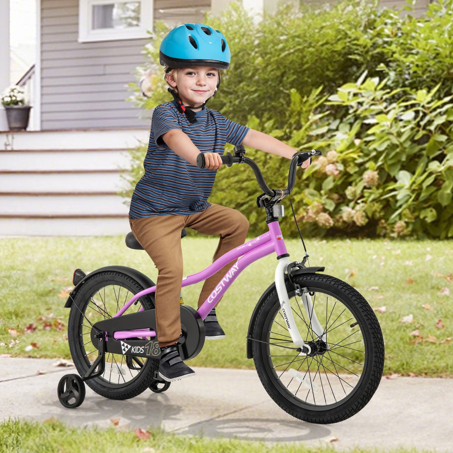 Vélo d'entraînement Gbruno de 18 pouces pour enfants de 4 à 8 ans